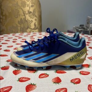 Adidas messi  Blue and Cream Soccer cleats